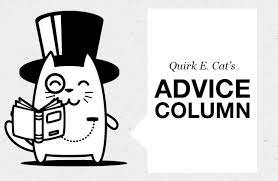 An image of Quirk E. Cat used for his "Advice Columns" on the Quirk Books Blog pag